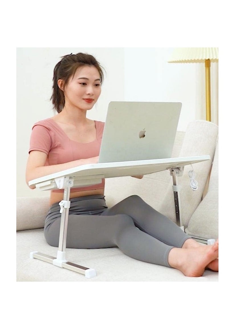 Generic - Foldable Nightstand, Multifunctional Laptop Nightstand with Hidden Drawer, Portable Lap Table with Folding Legs, Suitable for Sofa Eating, Working, Gaming. - Image 1