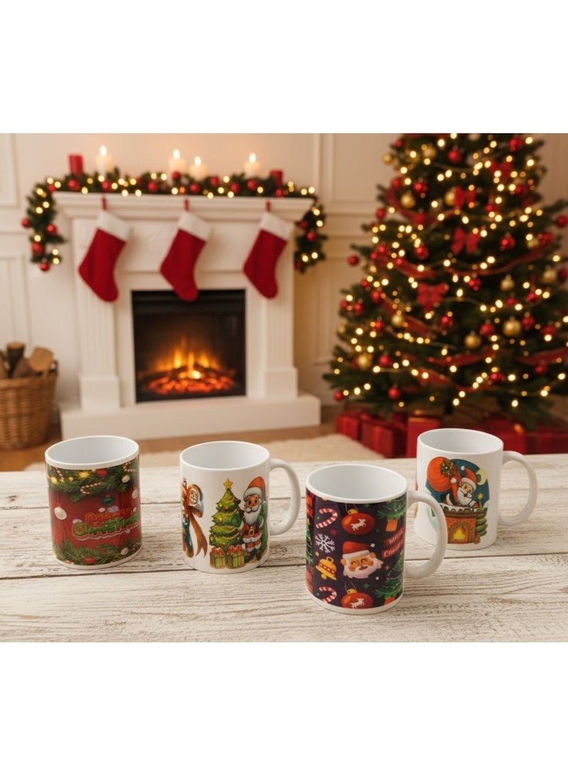 Christmas Mug, Coffee Cup, Sturdy Christmas Coffee Cup with Santa and Snowman Designs, 1 Set - Image 1