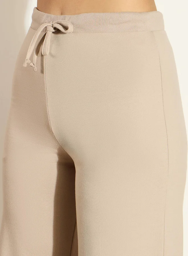 SASSAFRAS Mid Rise Wide Leg Terry Track Pants