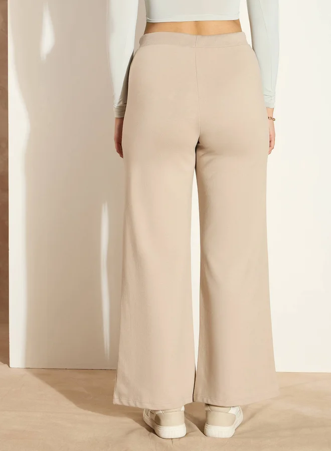 SASSAFRAS Mid Rise Wide Leg Terry Track Pants