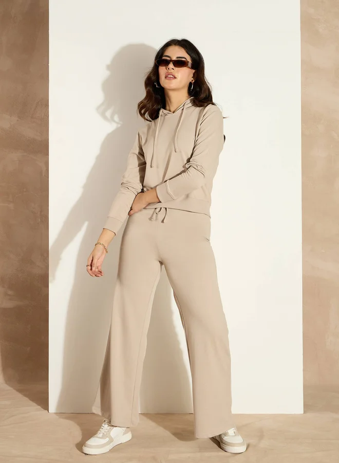 SASSAFRAS Mid Rise Wide Leg Terry Track Pants