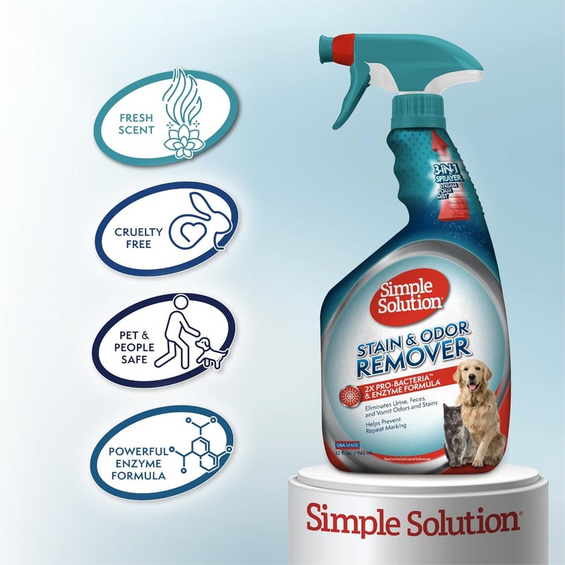 Simple Solution Stain & Odor Eliminator for Pets, Carpet Deodorizer, Enzyme Pet Odor Eliminator for Home, Stain Remover for Cat & Dog Pee, Urine Destroyer, Carpet Cleaner Spray, 32 oz - Image 5
