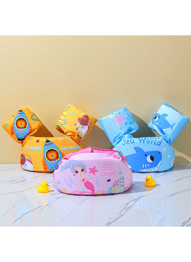Generic Cartoon Baby Swimming Arm Floats Arm Rings Vest Buoyancy Aid Water Sleeves Swimming Equipment Outdoor Sports Leisure-Color:Blue-tailed Mermaid  - Image 4