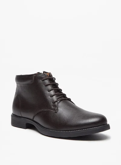 ل ب ل Men Solid Chukka Boots with Zip Closure