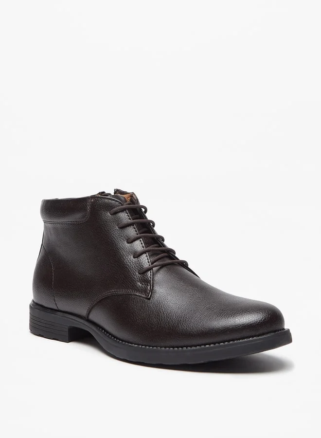ل ب ل Men Solid Chukka Boots with Zip Closure