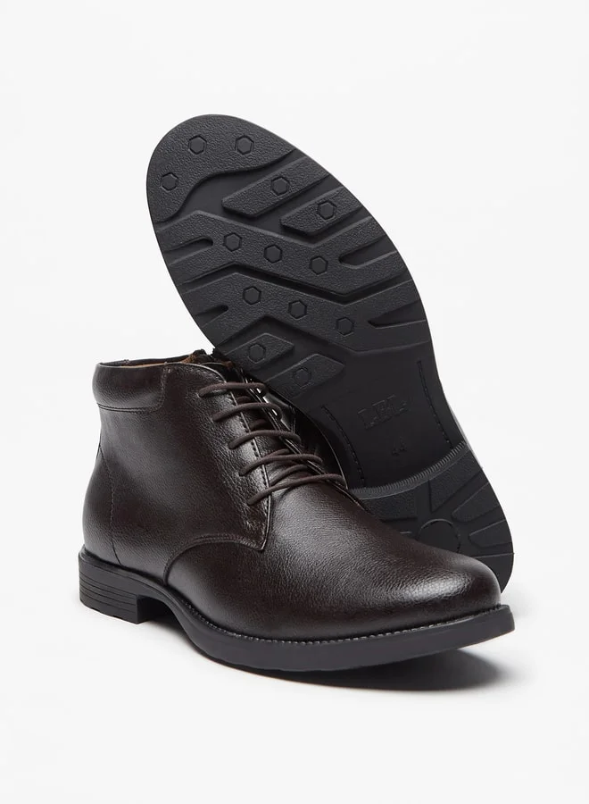 ل ب ل Men Solid Chukka Boots with Zip Closure