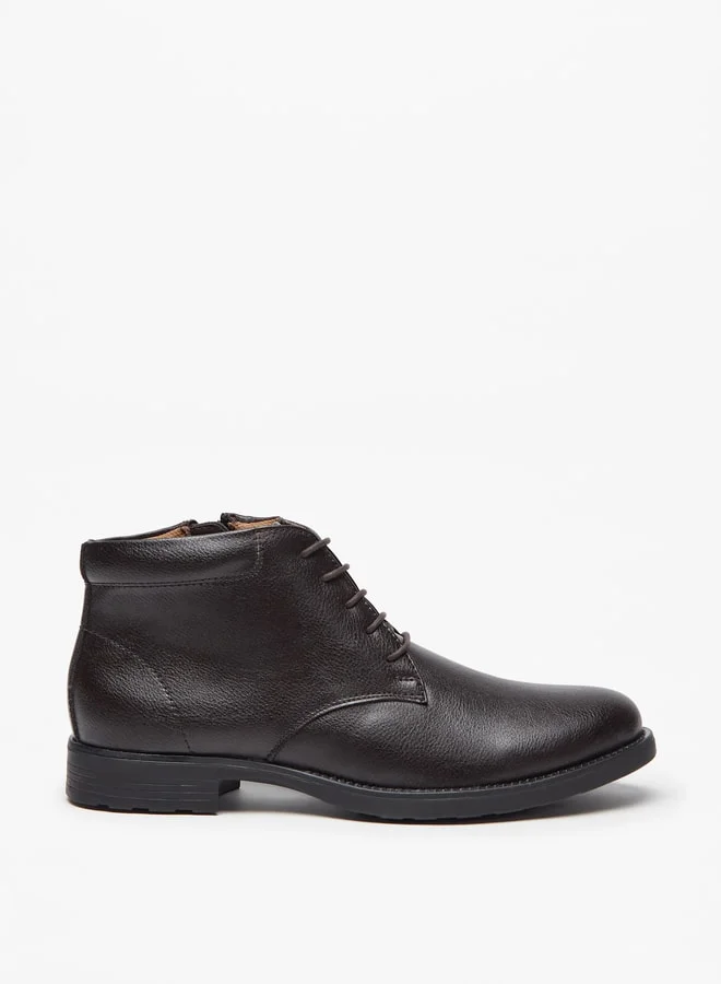 ل ب ل Men Solid Chukka Boots with Zip Closure