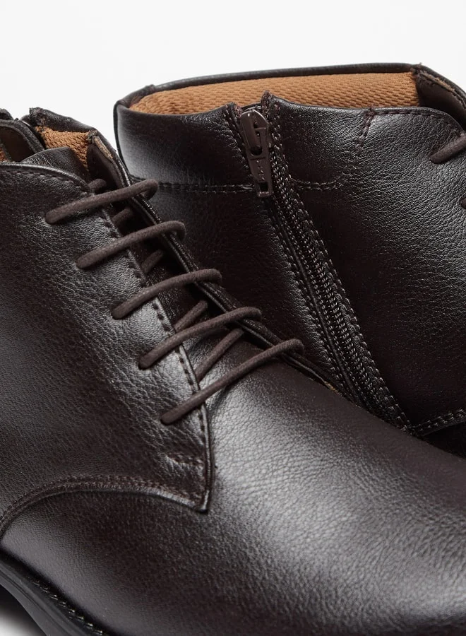 ل ب ل Men Solid Chukka Boots with Zip Closure