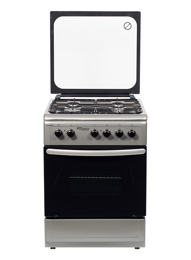 4 Burner Gas Cooker 50 X 50 Cm, Full Safety Stainless Steel Cooker, Automatic Ignition, 1 Year Warranty SGC 5470MSFS Silver