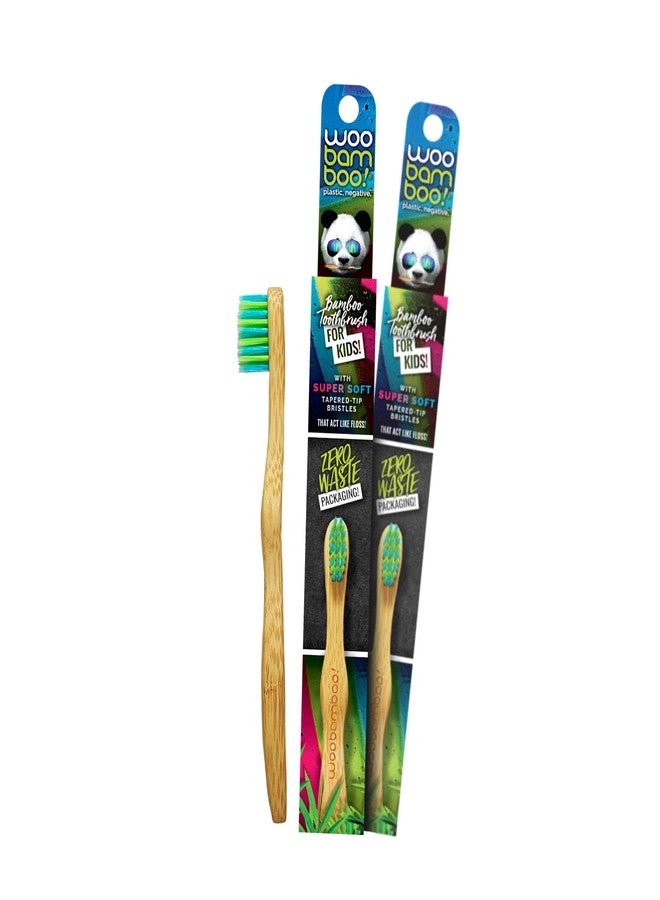 Woobamboo! Kid's Bamboo Toothbrush - Super Soft BPA Free Nylon Bristles - Eco-Friendly, Biodegradable, Compostable, Vegan (Pack of 2) - Image 1