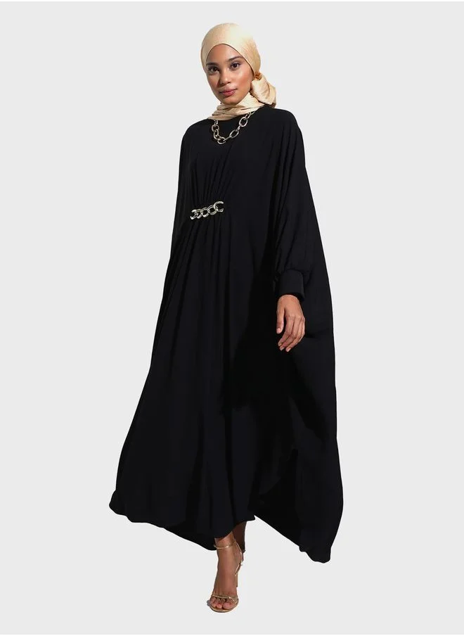 Refka by modanisa Embellished Puff Sleeve Abaya Dress