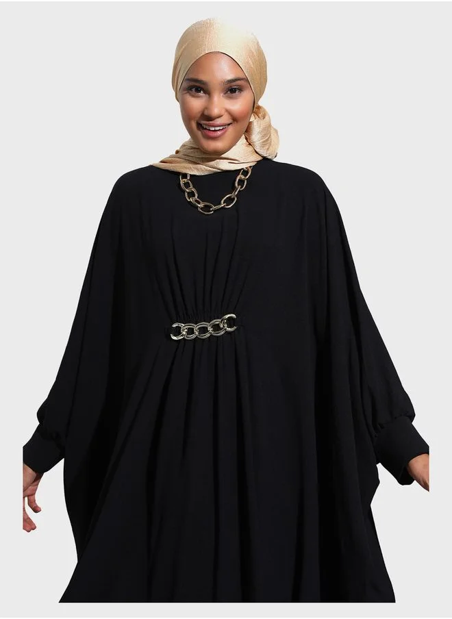 Refka by modanisa Embellished Puff Sleeve Abaya Dress