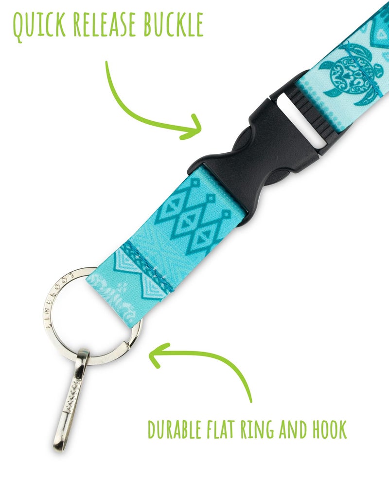 Limeloot Tattoo Tribal Sea Turtle Lanyard for Keys, ID Badges, and Accessories. Includes Quick Release Buckle, Breakaway, and Flat Ring. - Image 2