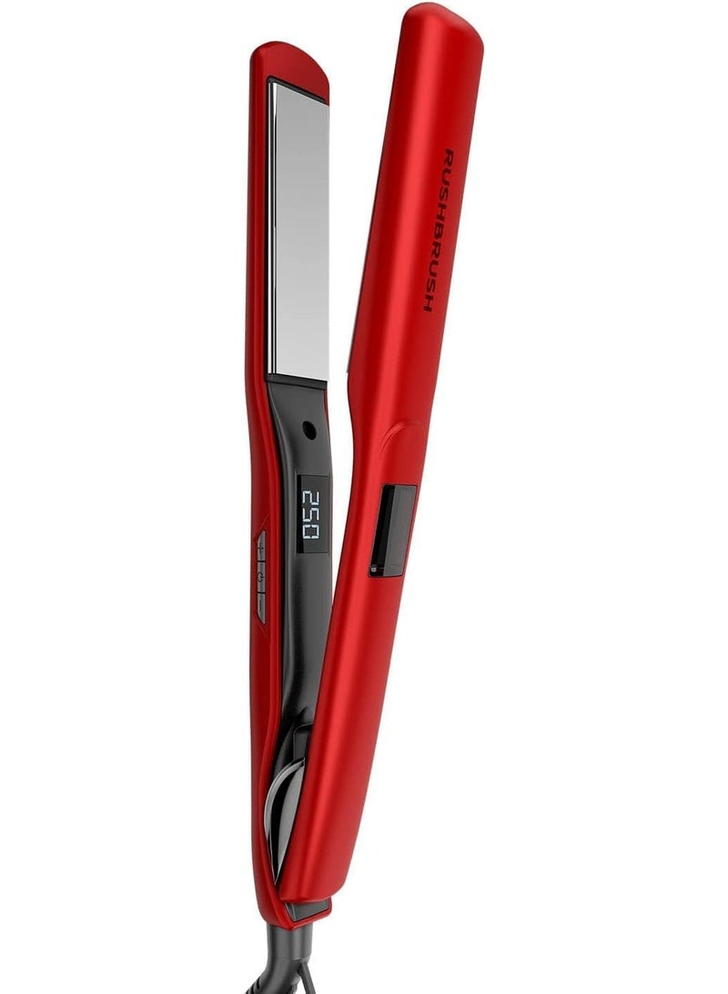 راش براش مكواة فرد شعر X2 ماكس بالواح تيتانيوم من راش برش، درجة حرارة 250 درجة مئوية، 18 مستوى حرارة، الواح ام اتش ام سريعة التسخين، احمر - Image 2