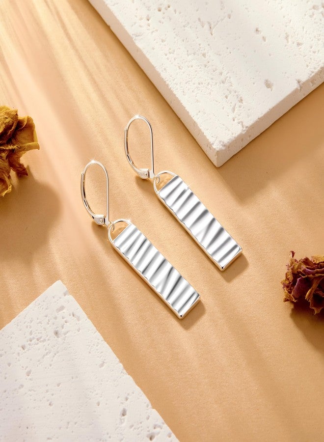 ALEXCRAFT Sterling Silver Earrings for Women Hypoallergenic Bar Dangle Leverback Earrings Silver Drop Dangle Earrings Leverback Bar Earring for Women Jewelry Gifts - Image 4