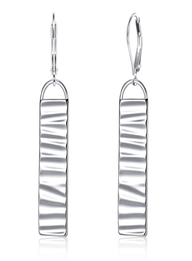 ALEXCRAFT Sterling Silver Earrings for Women Hypoallergenic Bar Dangle Leverback Earrings Silver Drop Dangle Earrings Leverback Bar Earring for Women Jewelry Gifts - Image 1