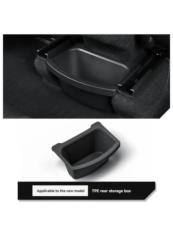 Black Rear Storage Box Tray For Tesla Model Y Rear Seat Organization - Image 1