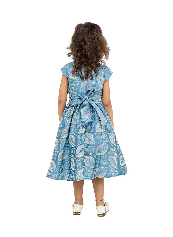 بيبي كلو Blue Leafy Charm Girls Party Dress