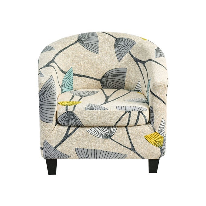 Club Chair Slipcover 2 Piece Stretch Tub Chair Cover Round Barrel Chair Covers Non Slip Armchair Covers Couch Covers with Elastic Bottom for Bar Counter Living Room 01