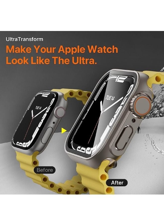 مستقبل نوفا متوافق مع حافظة Apple Watch Series 7/8/9 مقاس 45 مم مع واقي شاشة من الزجاج المقوى، غطاء حافظة مقاوم للماء بتصميم فريد من نوعه من البولي كربونات، ملحقات تغطية كاملة لساعة iWatch 7/8/9 مقاس 45 مم - Image 2