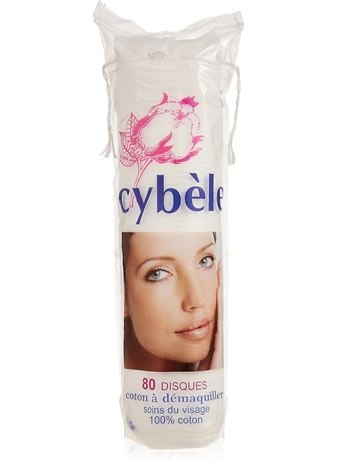Cybele Round Cotton Pads 80 Pieces, White