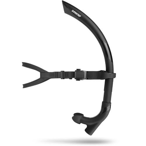 Supertrip Adult Lap Swim Snorkel, Black, Headband, Swim-Snorkels, Snorkel - Image 1