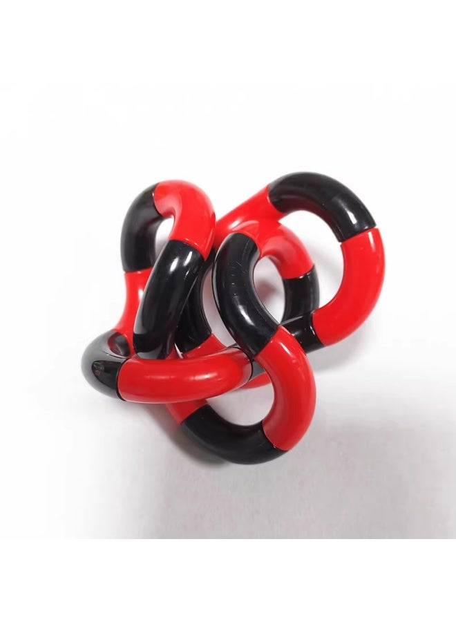 Loquat Tangle Children's ADHD Concentration Training Finger Relaxation Decompression Artifact Varied Twist Music Decompression Toy-Color:Tangle Black Red - Image 1