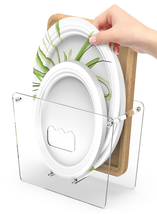 KALYLOC Disposable Paper Plate Dispenser for 5-12 Inches, Space-Saving Plastic Foam Acrylic Plate Dispensers Holder, Countertop Plates Storage Organizer for Cabinet, RV, Party or Outdoor - Image 1