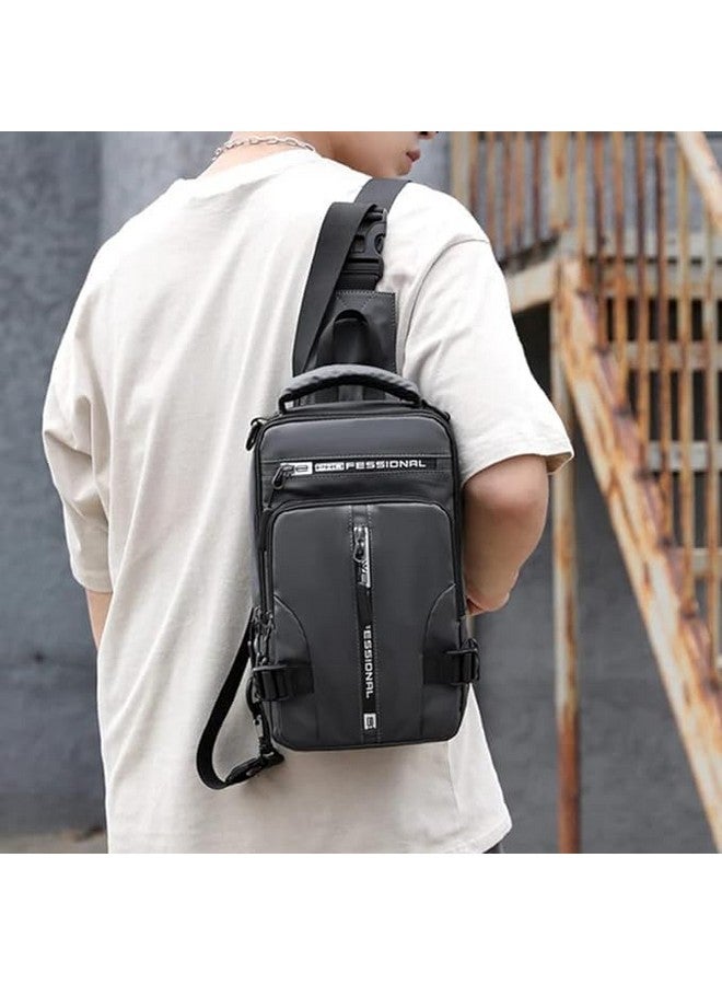 WOLBLIX Bag cross backpack Sling For Men Messenger Bag Nylon Waterproof Sling Backpack Bag with USB Charging Port for Travel Hiking Jogging Gym Picnic & Casual Chest Bag for Men - Image 2