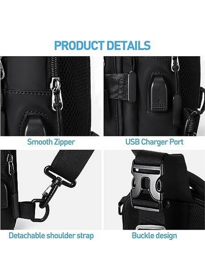 WOLBLIX Bag cross backpack Sling For Men Messenger Bag Nylon Waterproof Sling Backpack Bag with USB Charging Port for Travel Hiking Jogging Gym Picnic & Casual Chest Bag for Men - Image 5