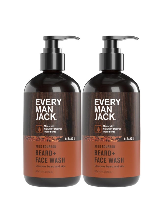 Every Man Jack Beard + Face Wash - Subtle Aged Bourbon Fragrance - Cleans and Helps Condition and Soften Your Beard and Skin Underneath - Naturally Derived with Aloe and Glycerin- 6.7 fl oz (2 Pack) - Image 1