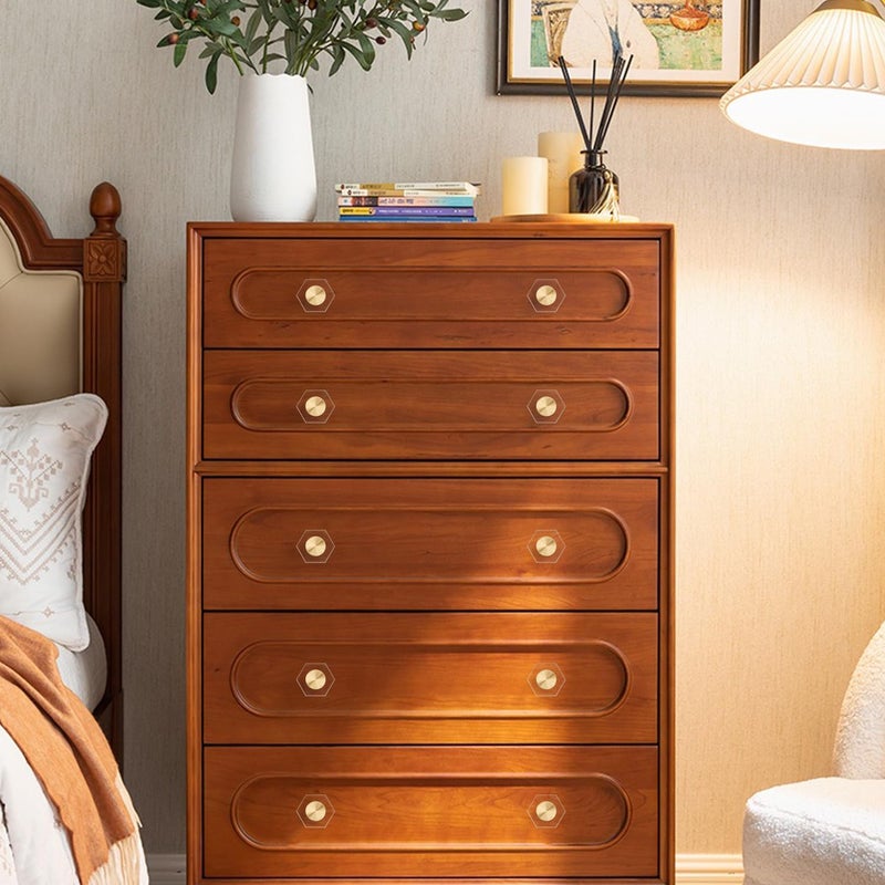 RZDEAL 4pcs Glass Crystal Cabinet Knobs Brass Drawer Knobs Dresser Pulls Gold Funiture Hardware for Kitchen Drawer Dresser 1316 Inch Hexagon - Image 2