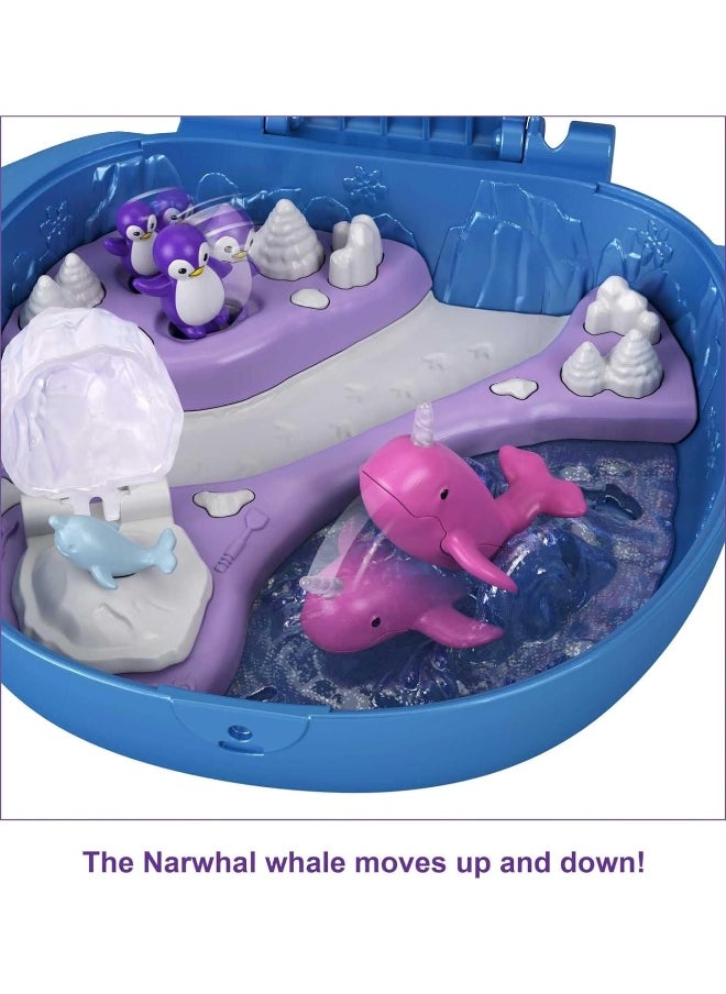 Polly Pocket - Polly Pocket Freezin' Fun Narwhal Compact with Fun Reveals, Micro Polly and Lila Dolls, Husky Dog & Sled, Polar Bear Figure & Sticker Sheet - Image 1