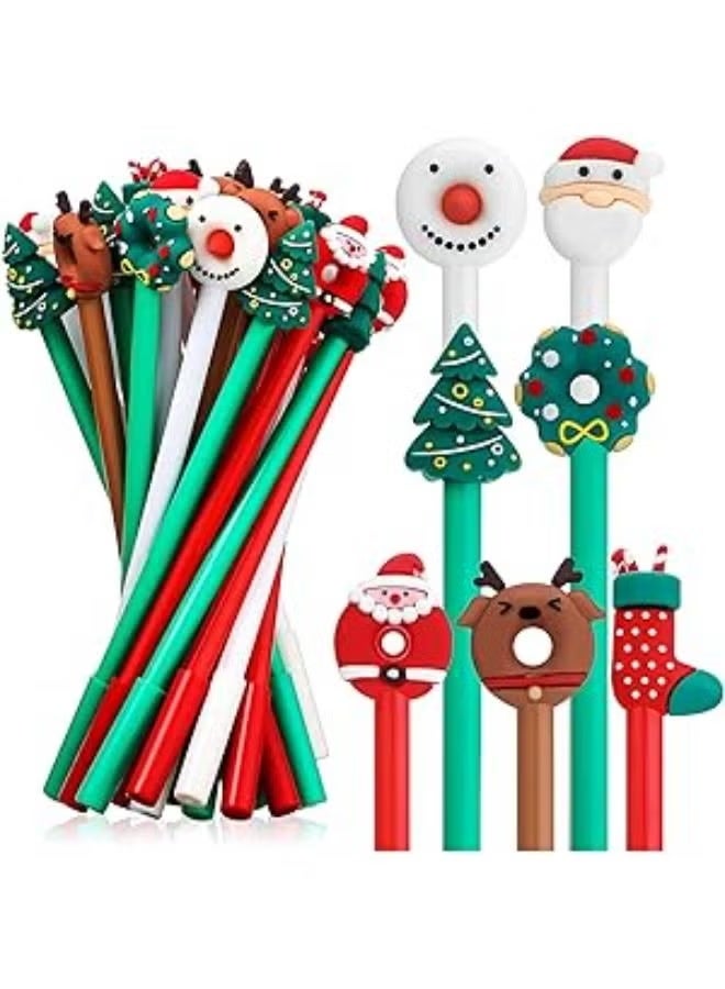 Zonon Christmas Gel Ink Pen Novelty Christmas Rollerball Pens Black Gel Ink Christmas Characters Stick Pen Christmas Cartoon Gel Ink Pens for School Boys and Girls Office Supplies, 7 Styles (36)