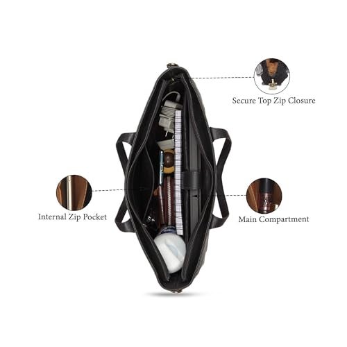 Caprese Bow 15.6 Inch Large Laptop Bag for Women with Adjustable & Detachable Straps | Stylish, Durable, and Spacious with Multiple Compartments for Work, Travel, and Everyday Use (Black) - Image 4