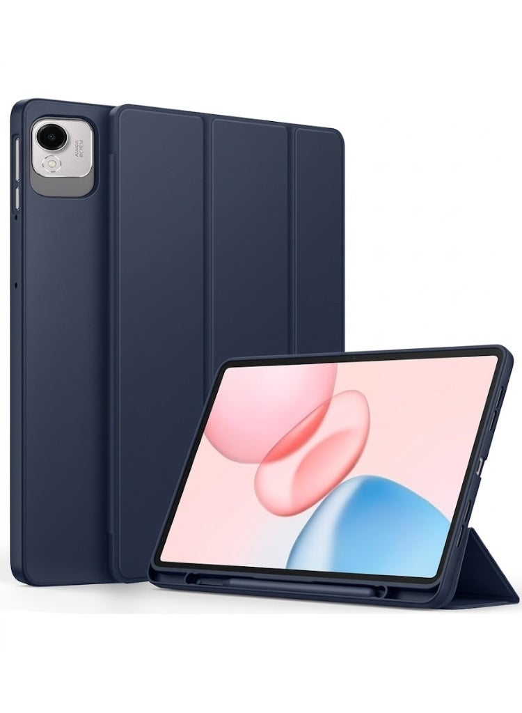 Case Compatible with Honor Pad X9A with Pencil Holder, Soft TPU Back Stand Trifold Stand Smart Cover with Auto Wake/Sleep (Blue) - Image 1