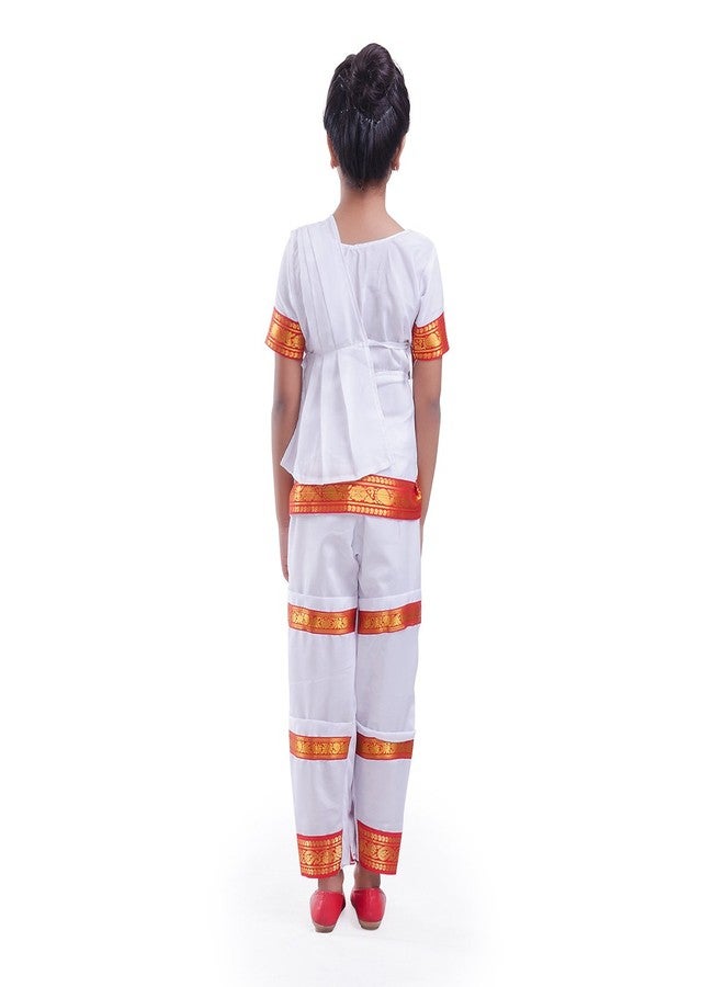 FancyDressWale Bharatnatyam Ankle Length Dance Dress For Girls (3-4 Years, White) - Image 2