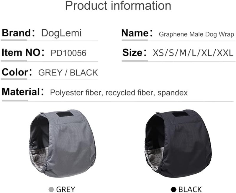 ويوبلز حفاضات فسيولوجية قابلة لإعادة الاستخدام للكلاب الذكور، ناعمة، مقاسات من XS إلى XXL، مناسبة للكلاب الصغيرة والمتوسطة، قابلة للغسل، ولفافة بطن للكلاب - Image 5