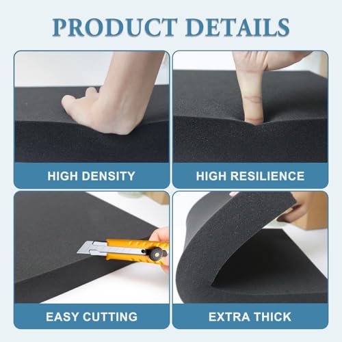 YIENFBEV Black Polyurethane Foam Inserts for Cases, 3 Pcs 16 x 12 x 1 Inch, Cuttable Packing Padding for Tool Box, Camera, Crafts and Storage - Image 4
