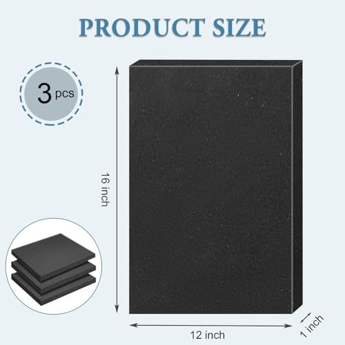 YIENFBEV Black Polyurethane Foam Inserts for Cases, 3 Pcs 16 x 12 x 1 Inch, Cuttable Packing Padding for Tool Box, Camera, Crafts and Storage - Image 2