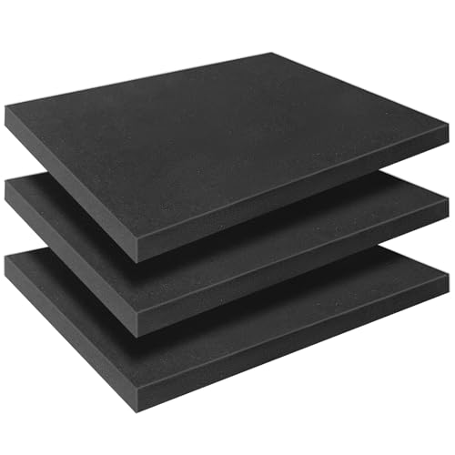 YIENFBEV Black Polyurethane Foam Inserts for Cases, 3 Pcs 16 x 12 x 1 Inch, Cuttable Packing Padding for Tool Box, Camera, Crafts and Storage - Image 1