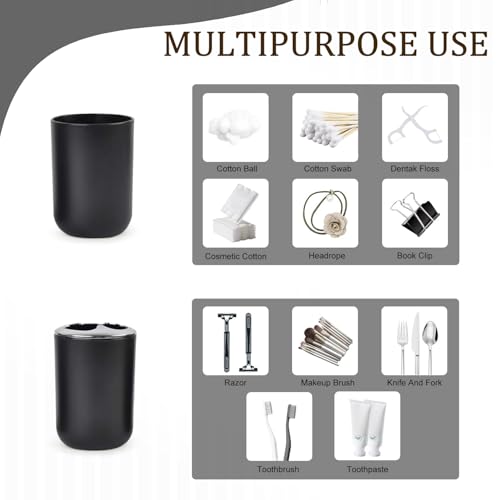 CERBIOR Bathroom Accessories Set 6 Piece Bath Ensemble Includes Soap Dispenser, Toothbrush Holder, Toothbrush Cup, Soap Dish for Decorative Countertop and Housewarming Gift (Shiny black-6pcs) - Image 5