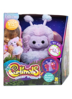 GOLDEN BEAR Curlimals Flutter Wonders Bella Bear Interactive Soft Toy with 100+ Sounds and Reactions Responds to Touch with Lights and Glow Wings Cuddly Fun Enchanted Pond Animal Gift For Age 3+, Purple  - Image 1