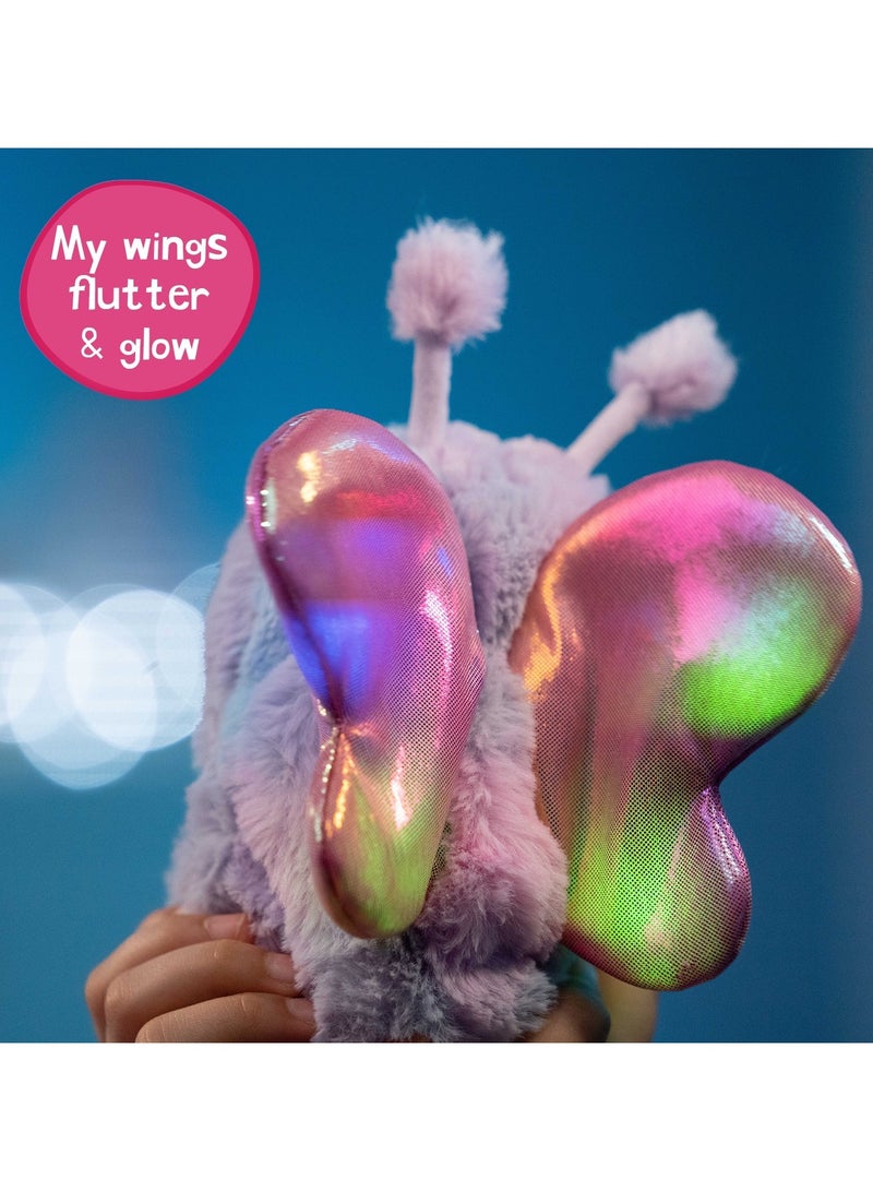 GOLDEN BEAR Curlimals Flutter Wonders Bella Bear Interactive Soft Toy with 100+ Sounds and Reactions Responds to Touch with Lights and Glow Wings Cuddly Fun Enchanted Pond Animal Gift For Age 3+, Purple - Image 4