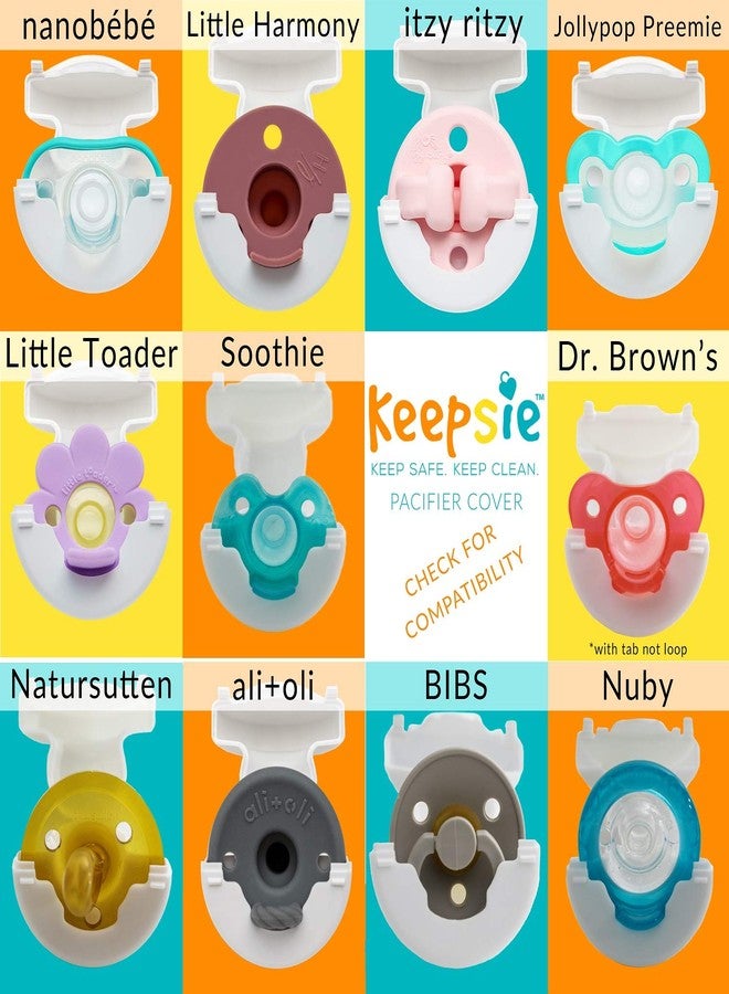 Keepsie The Keepsie Pacifier Cover - Compatible with Pacifiers, Paci Clips & Plush Attachments | BPA-Free Travel Case (Blue & Clear, 2-Pack) - Image 5