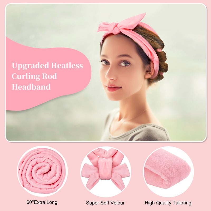 Flylipu Upgraded 60" Extra Long Soft Heatless Hair Curlers to Sleep In, No Heat Hair Rollers (Pink) - Image 2