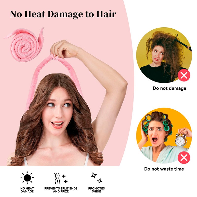 Flylipu Upgraded 60" Extra Long Soft Heatless Hair Curlers to Sleep In, No Heat Hair Rollers (Pink) - Image 3
