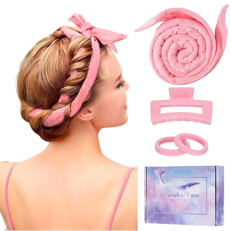 Flylipu Upgraded 60" Extra Long Soft Heatless Hair Curlers to Sleep In, No Heat Hair Rollers (Pink) - Image 1