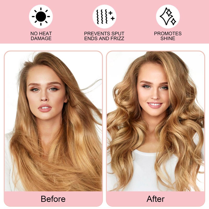 Flylipu Upgraded 60" Extra Long Soft Heatless Hair Curlers to Sleep In, No Heat Hair Rollers (Pink) - Image 4