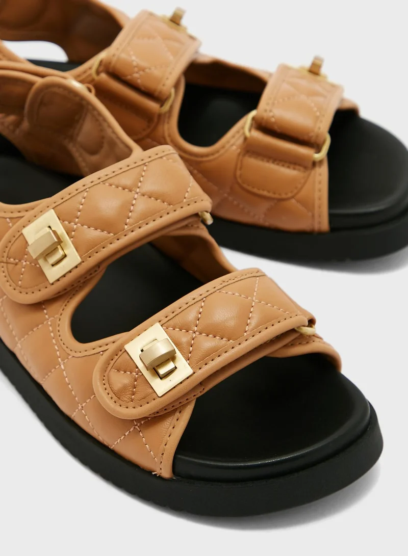 Dune LONDON Lockstock Multi Strap Low Heel Sandals